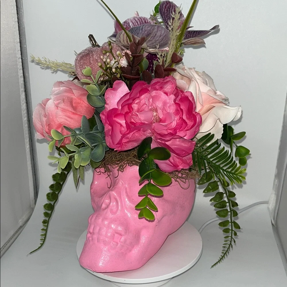 Pink Skull Floral Arrangement | Handmade